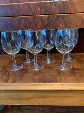 Princess House Clear Etched Floral Wine Goblets - Set of 6